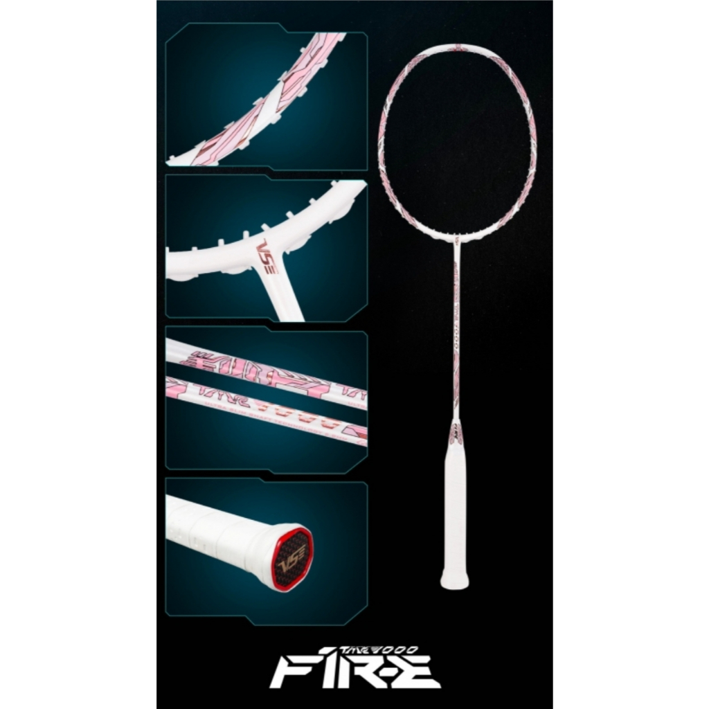 ไม้แบดมินตัน VS FIRE 1000W (WHITE/PINK) 4U แถมเอ็น(V5) พันด้าม ซอง **โปรดอ่านรายละเอียดก่อนสั่ง**