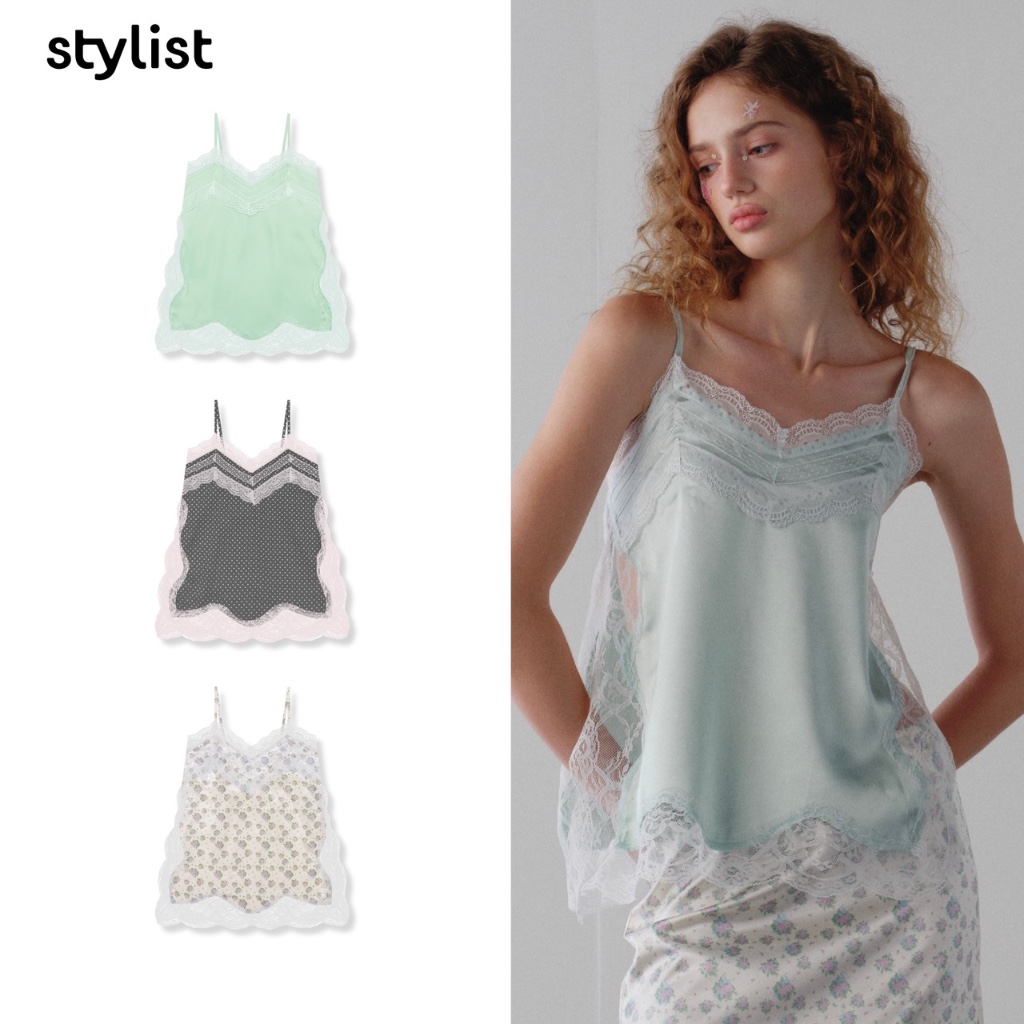 (PREเฉพาะบางสี 5-7 วัน) STYLIST - Ines Tank-012 เสื้อสายเดี่ยวขอบลูกไม้