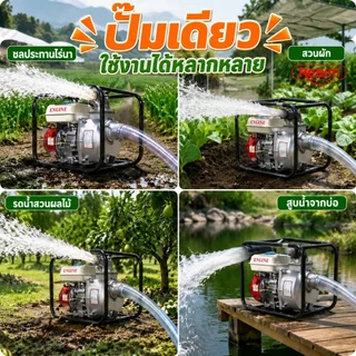 REAIM เครื่องสูบน้ำ เบนซิน 8.5 แรงม้า 2นิ้ว/3 นิ้ว สำหรับงานเกษตรและอุตสาหกรรม