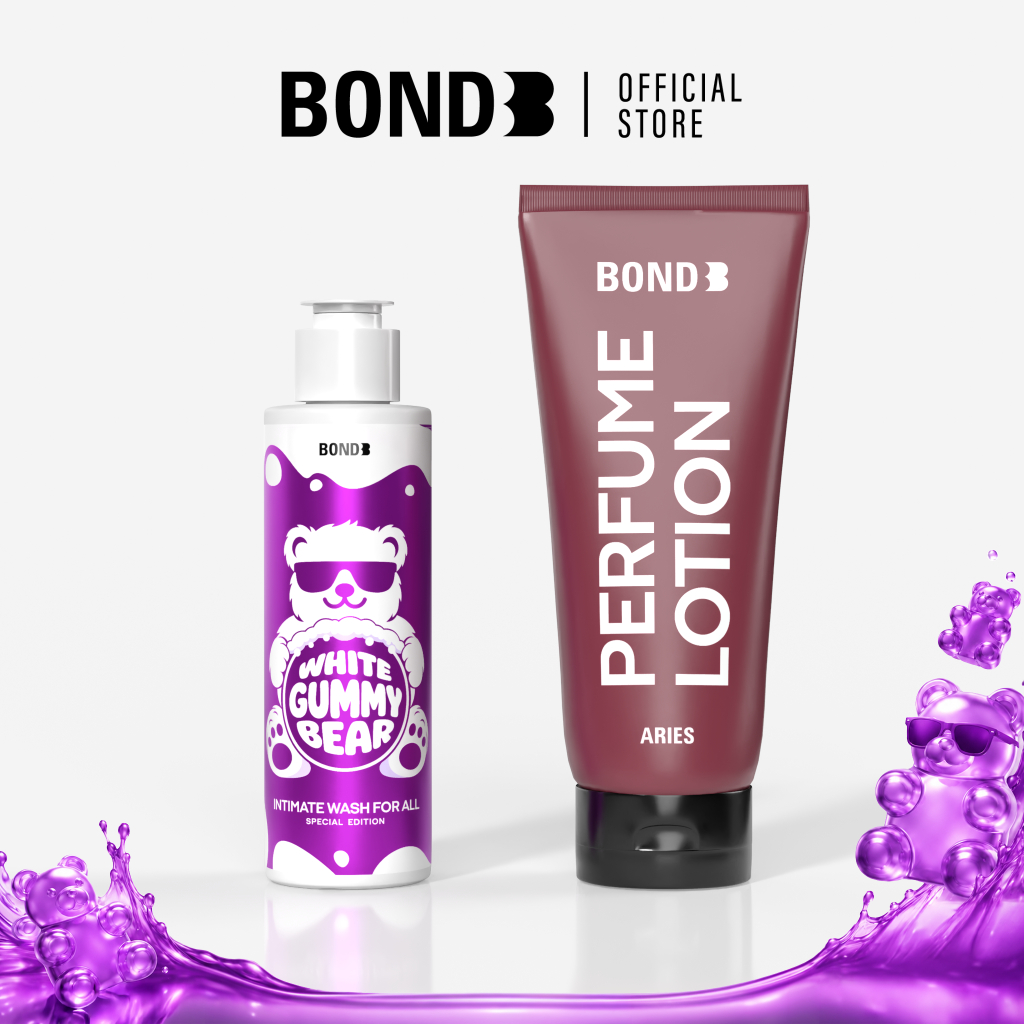 [Gummy Set] BOND Intimate Wash White Gummy Bear 130 ml + BOND Perfume Lotion Aries 200 ml.