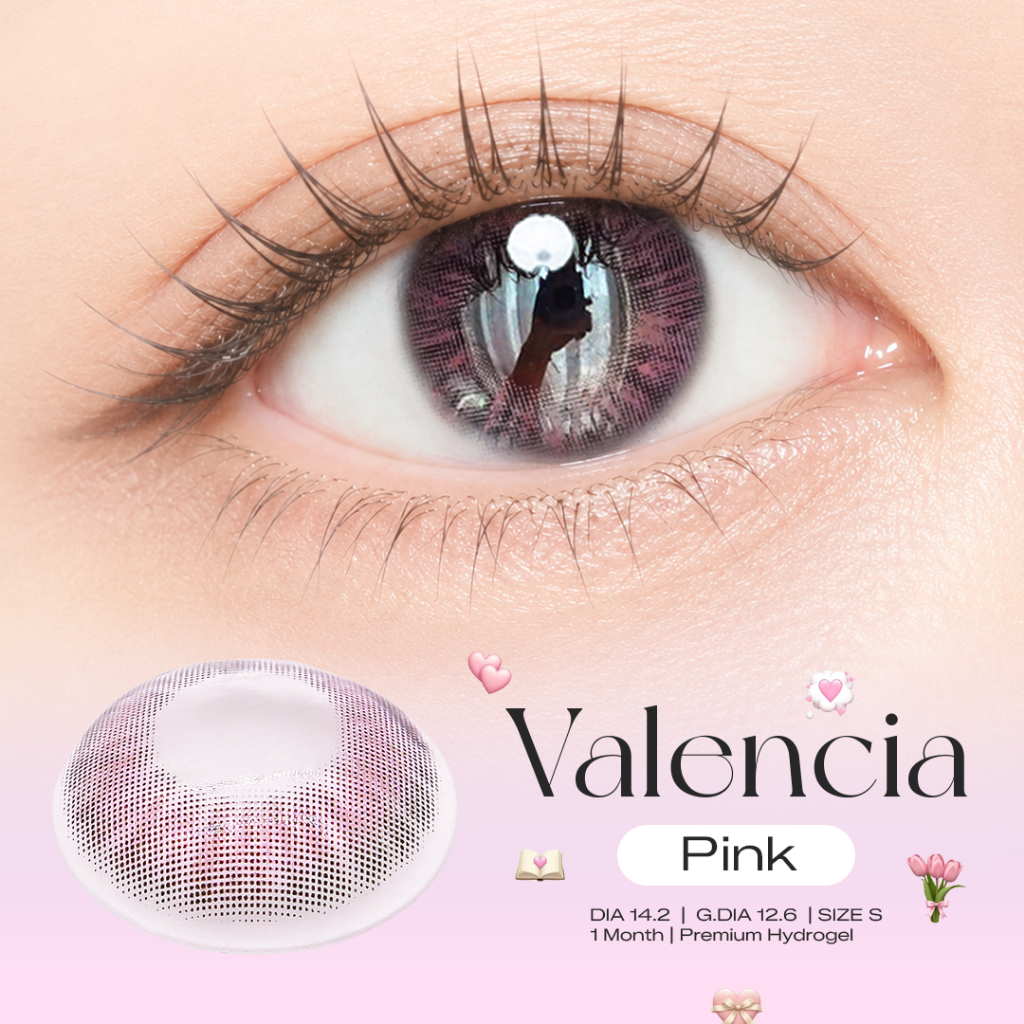 Candy lens คอนแทคเลนส์ รุ่น Valencia pink พร้อมส่งแบบปกติ และค่าสายตาสั้น 0.00- 3.00