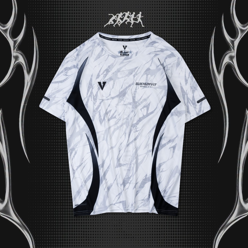 VOLT RUNNING X SUKHUMVIT COFFEE WHITE RUNNING T-SHIRTS เสื้อวิ่งแขนสั้น สีขาว