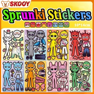 8ชิ้น สติกเกอร์แต่งตัว Sprunki สปังกี้ DIY เล่นซ้ำได้ ของเล่นเสริมพัฒนาการ คลายเครียด สำหรับเด็กผู้หญิง ตกแต่งสแครปบุ๊ค