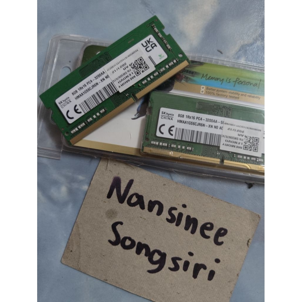 ไม่มีประกัน ไม่เคยใช้ SK Hynix DDR4 8GB 1Rx16 PC4 3200 mhz กรุณาอ่านรายละเอียด