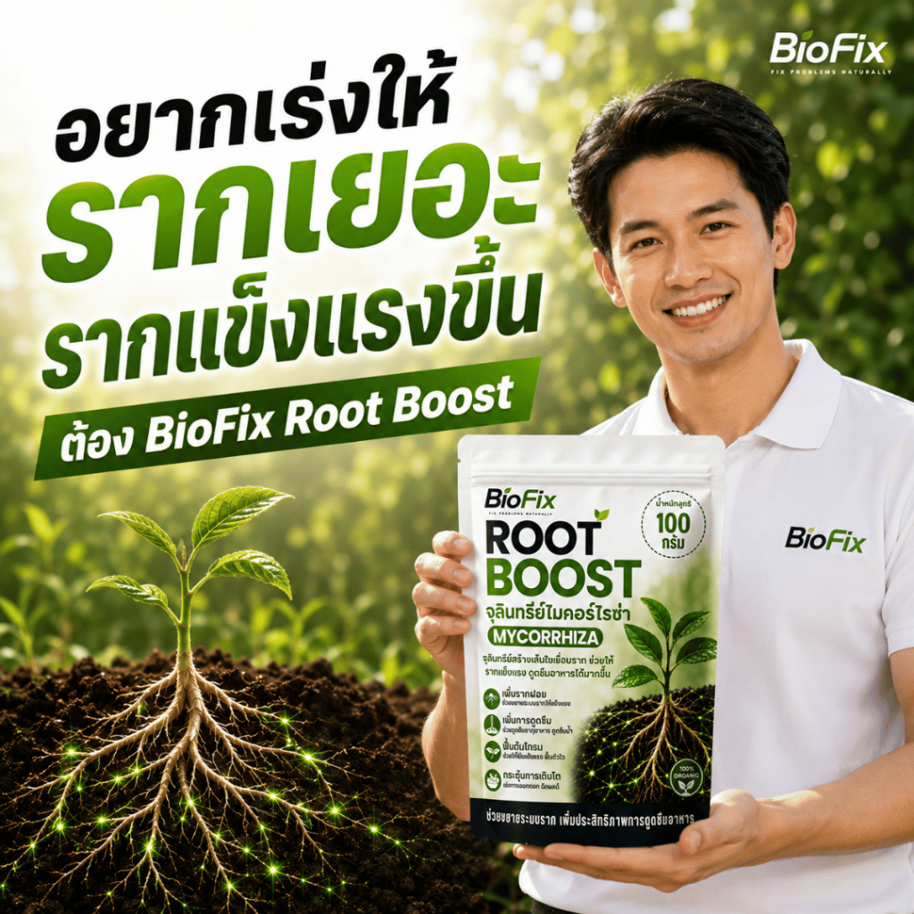 BioFix Root Boost จุลินทรีย์ไมคอร์ไรซ่า (Mycorrhiza) สูตรเข้มข้น เร่งราก ฟื้นต้น ดูดซึมดี ไมคอร์ไรซ่า 100 g.