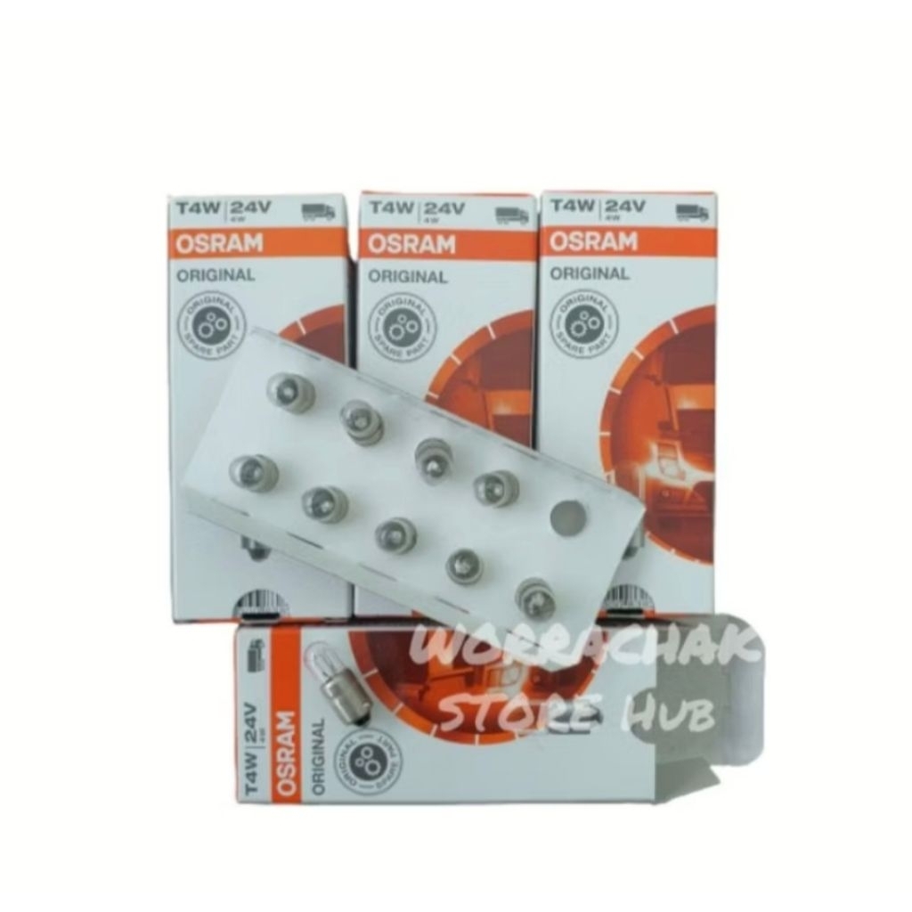 (10กล่อง)หลอดไฟ osram T4W 24V กล่องละ 10หลอด(รวม100หลอด) Osram แท้