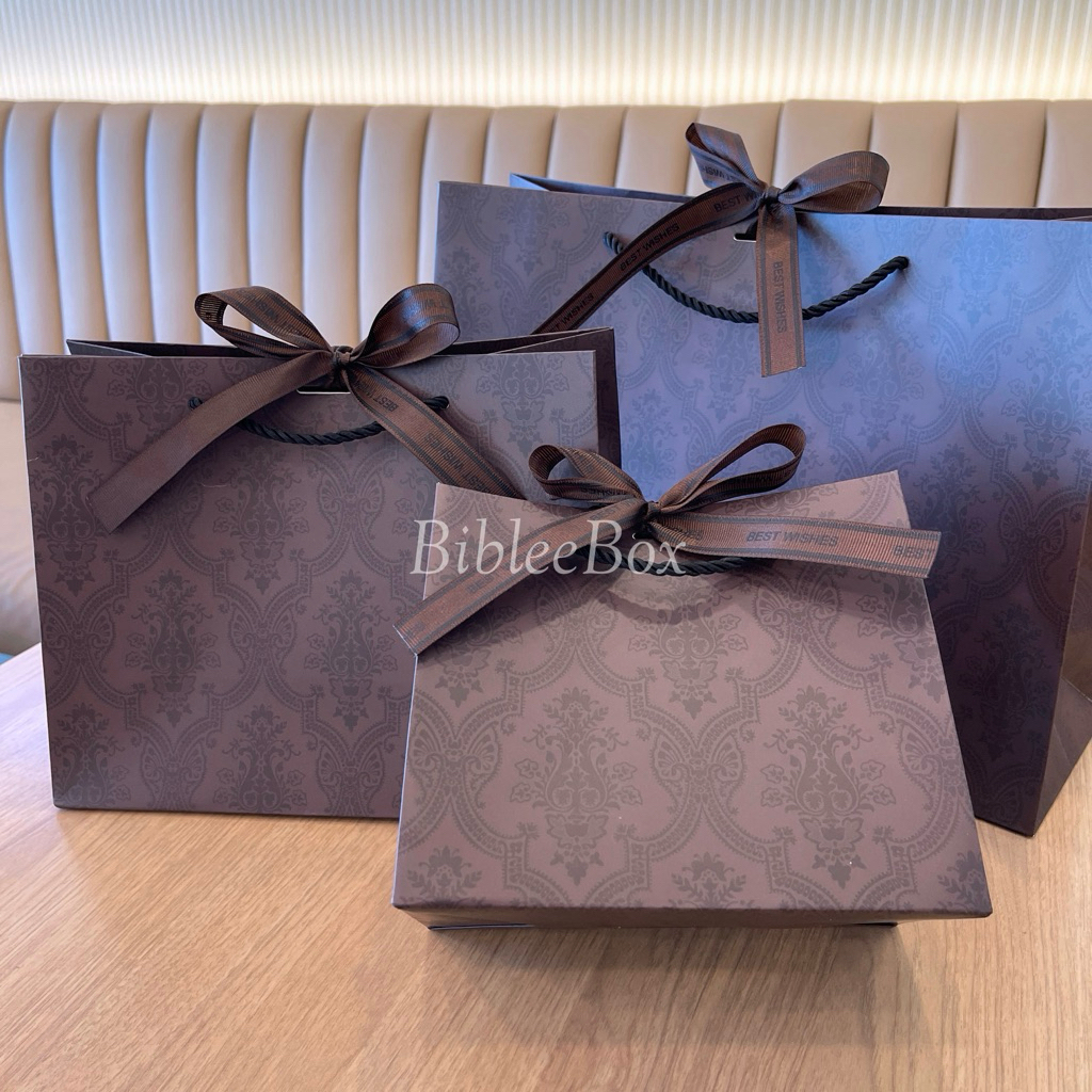 ꒰1ใบ꒱ถุงกระดาษ สีช็อกโกแลต Chocolate ริบบิ้นกรอสเกรนสีน้ำตาล ตามรูปเลยค่ะ