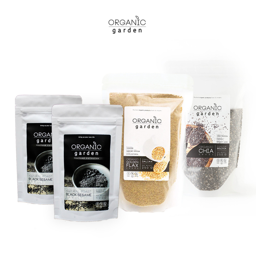 Daily Fiber Trio | ชุดเริ่มต้นไฟเบอร์(Chia 250g.+Brown flaxบด 250g.+Sesame powder100g.)