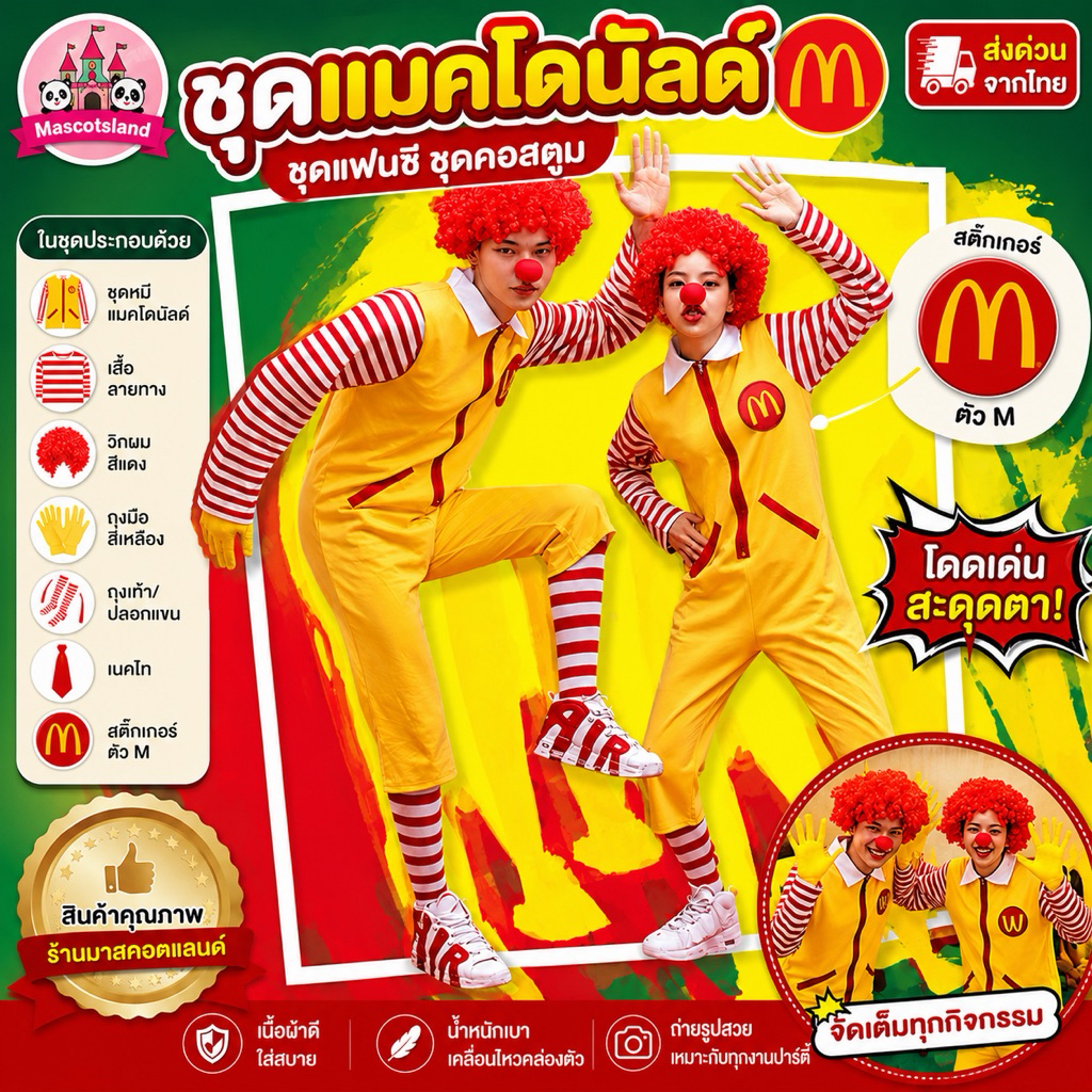ชุดแมคโดนัลด์ McDonald's มีสินค้าพร้อมส่งด่วนพร้อมส่งจากไทย