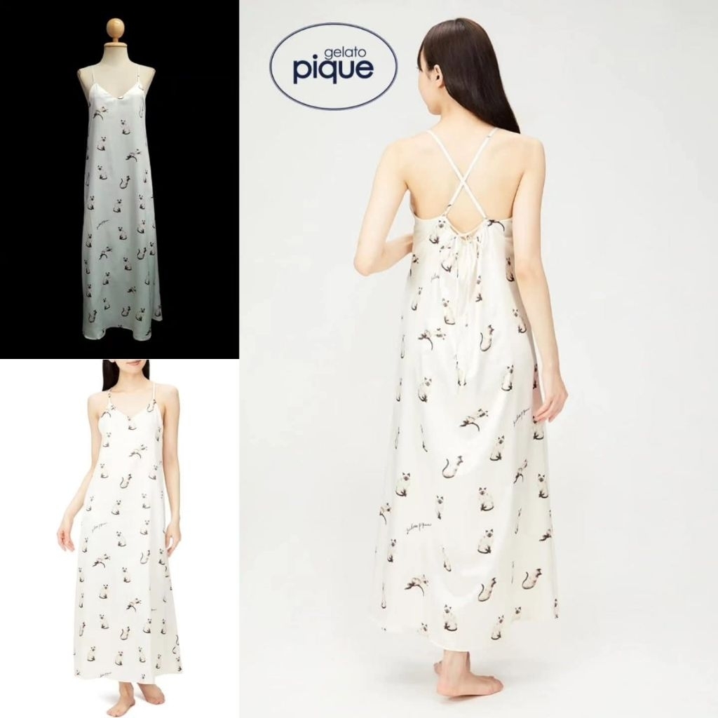 Gelato Pique Siamese Cat Print Camisole Dress