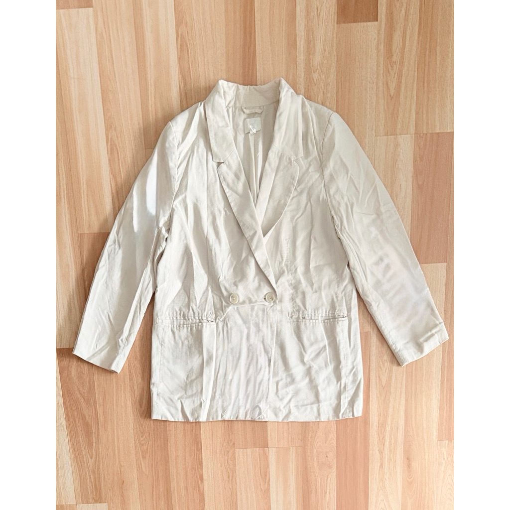 h&m blazer woman ครีม m