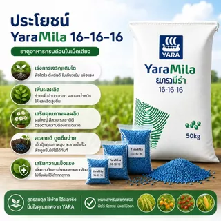 ปุ๋ย Yara 16 - 16 - 16 ช่วยเร่งการเจริญเติบโตของพืช บรรจุแยกตั้งแต่ 100 กรัม ถึง 1 กิโลกรัม