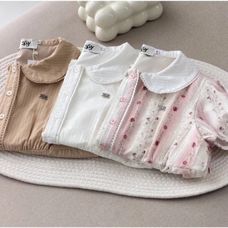 SISSY : เสื้อคอบัวแขนตุ๊กตา (S-XXL) แต่งจับจีบช่วงใต้อก เนื้อผ้านุ่มเบา มีซับใน ทรงหวานละมุน