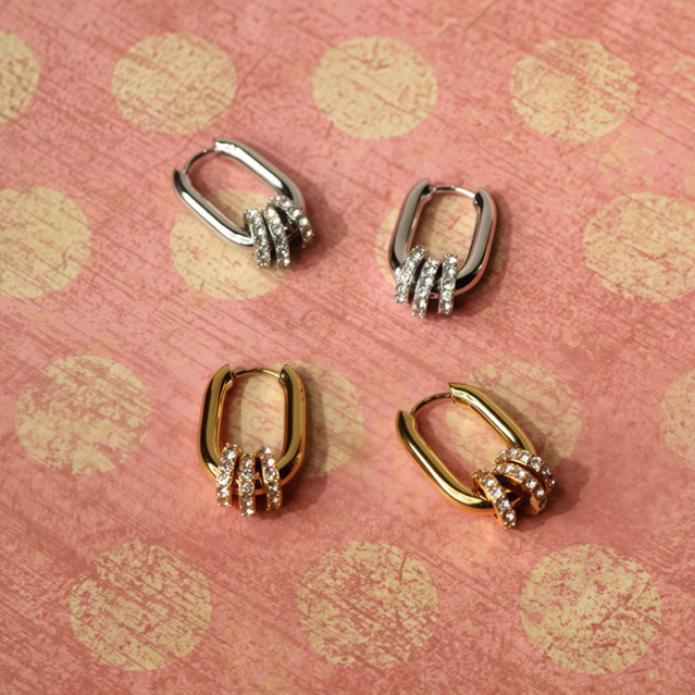 Meraki. Gilda Earrings (stainless steel) silver/gold ต่างหูสแตนเลส Nickel free, Waterproof