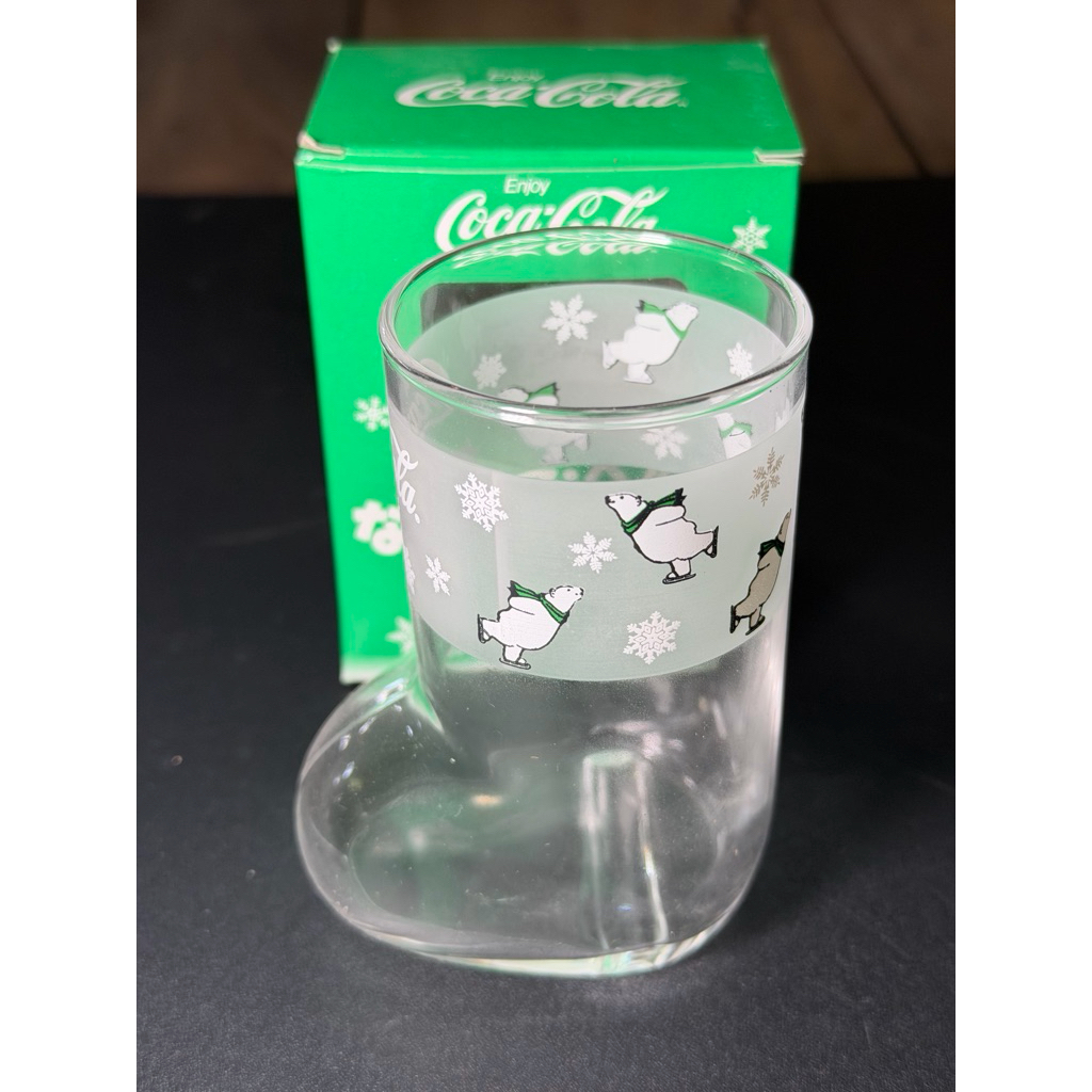 แก้วเล็ก Coca Cola boot glass polar bear กล่องไม่สวย