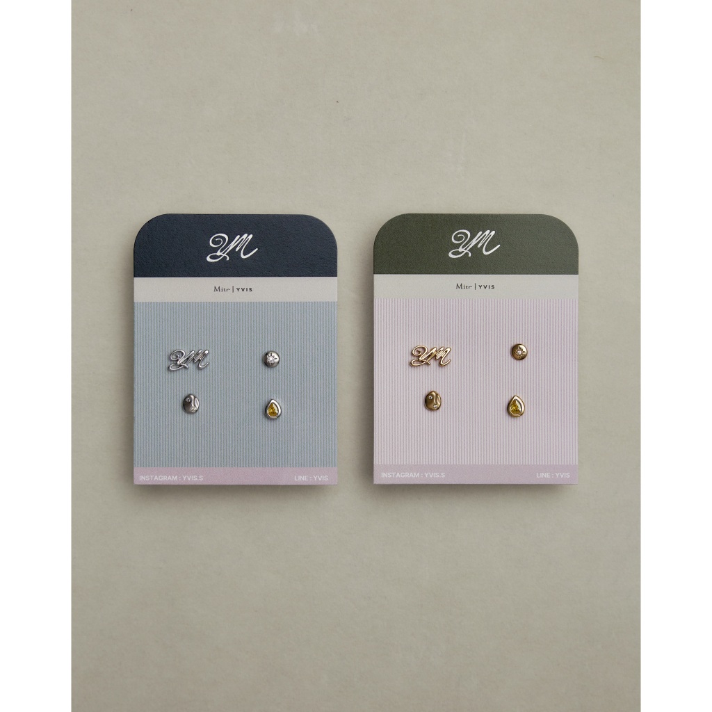 YVIS Button Brass Stud Earrings Set - FUNDAMENTAL Mitr X YVIS