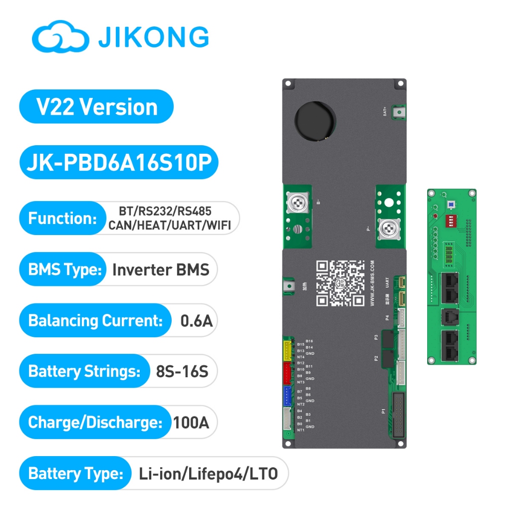 JIKONG Inverter BMS 6A 8-16S 100A Active Balance Li-ion LiFePO₄ LTO แผงควบคุม BMS ระบบกักเก็บพลังงาน V22 Version