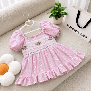 เสื้อแขนตุ๊กตา 34-44 แต่งฉลุลายกุหลาบ ( T85 )