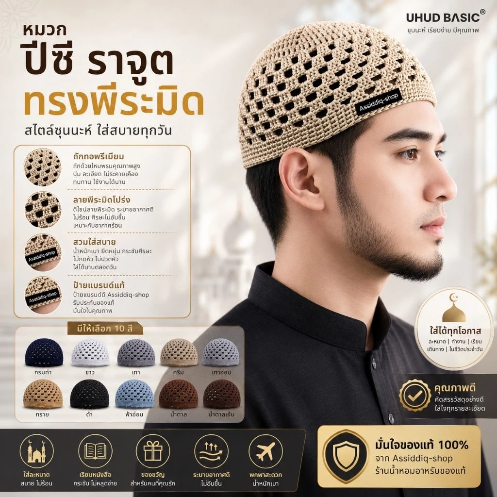 หมวกถักไหมพรมอินโดนีเซีย มีรูระบายอากาศใส่สบาย ไม่ร้อน