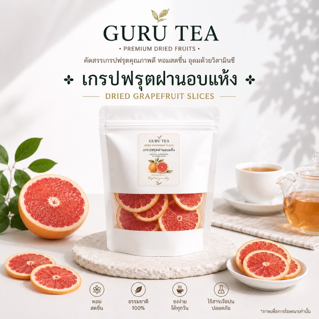 เกรปฟรุตฝานอบแห้ง (Dried Grapefruit Slices) คัดเกรดพรีเมียม พร้อมส่งในไทย