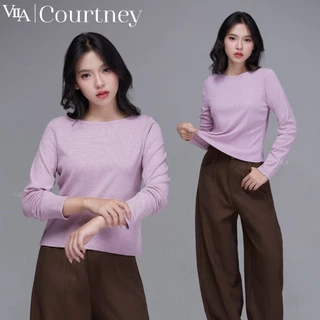 VILA I VL129 Courtney เสื้อเเขนยาวคอปาดผ้านุ่ม