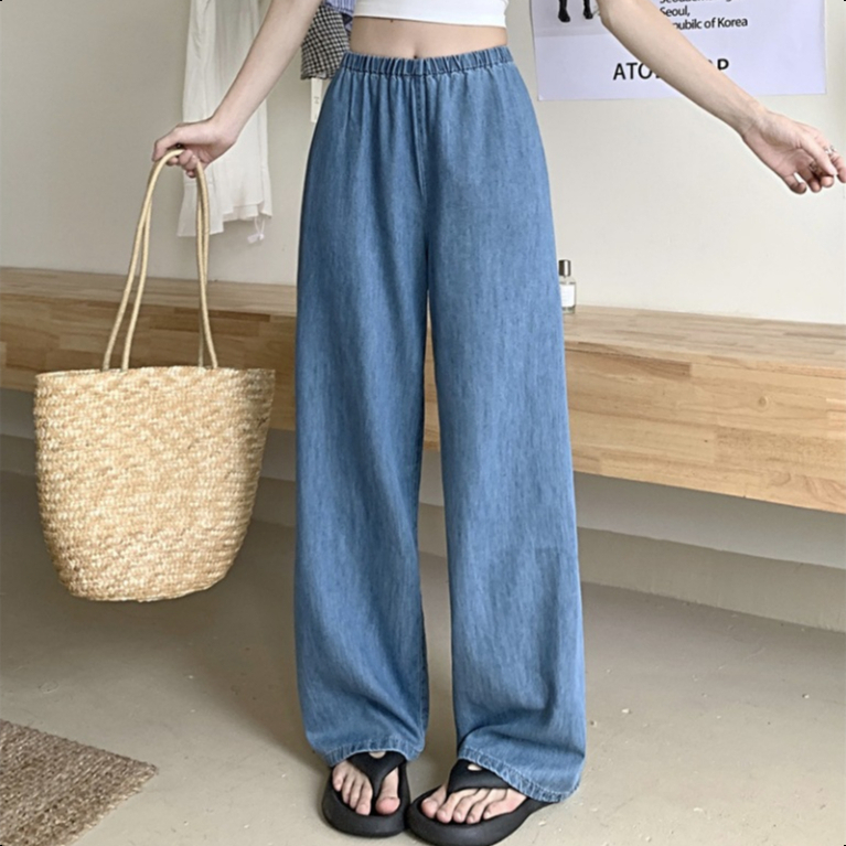 S-6XL ทรงขากระบอกขาไม่บาน สียีนส์อ่อน/ยีนส์เข้ม เนื้อผ้าดีระบายอากาศใส่สบาย