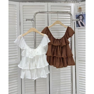 Yoona top : KN.Clothes เสื้อขนมชั้น แขนระบาย ผ้าสวย ใส่สบาย แต่งโบว์หน้า MM