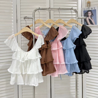 Yoona top : KN.Clothes เสื้อขนมชั้น แขนระบาย ผ้าสวย ใส่สบาย แต่งโบว์หน้า MM