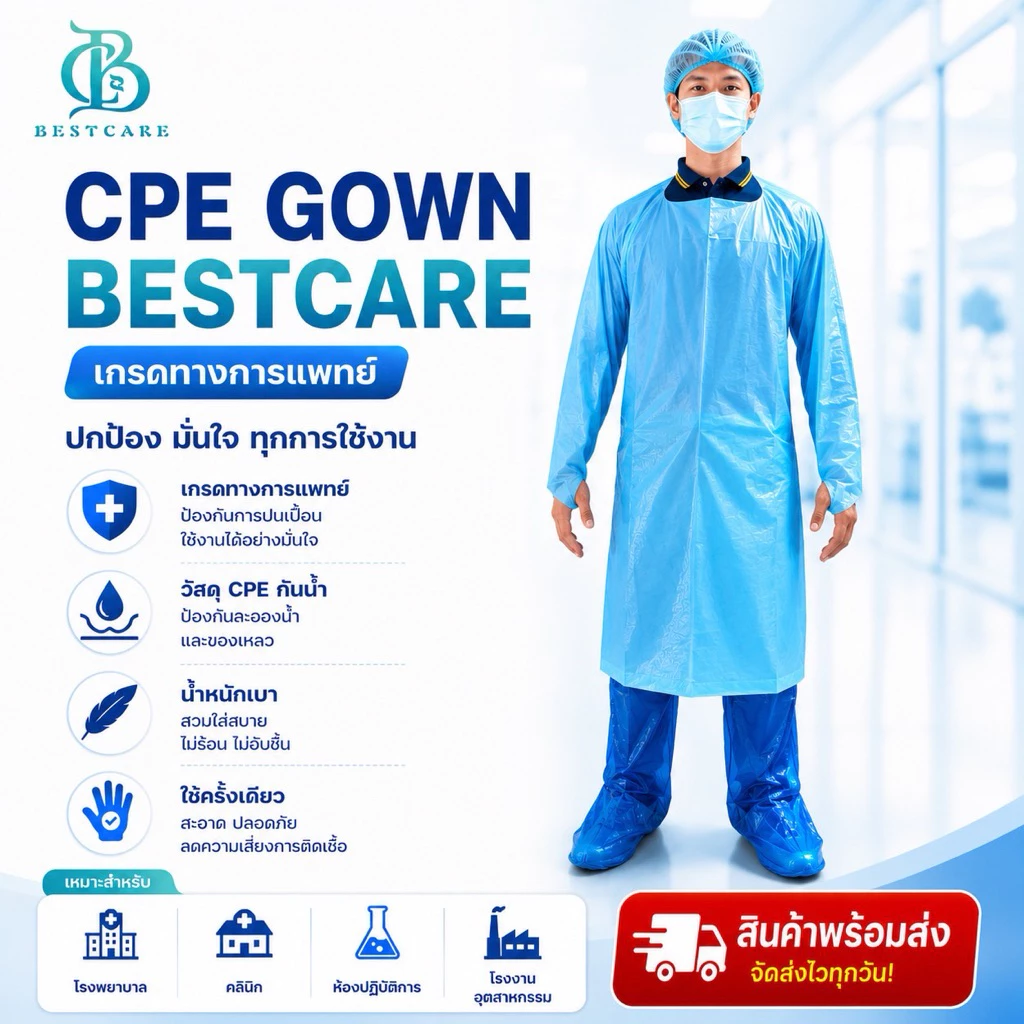 ✔️ส่งไวปานจรวด✔️ CPE BESTCARE1:1/leg coverราคาโรงงาน ชุดกาวน์ กันน้ำ/สารคัดหลั่ง หนา เหนียว