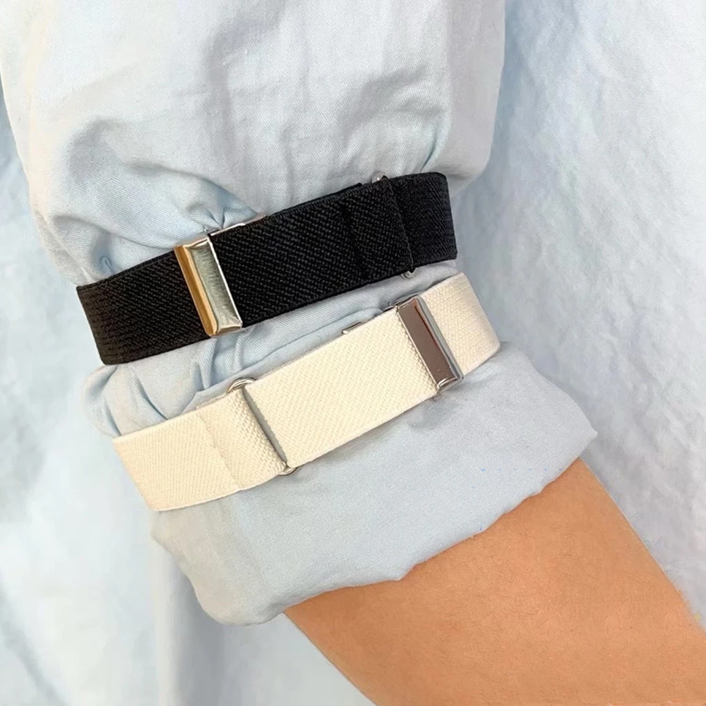Novvia 1คู่ สายรัดแขนเสื้อยืดหยุ่น สายรัดแขนเสื้อ กันลื่นของผ้า ปรับได้ Elastic Armband