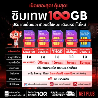 ซิมเน็ตรายปี ซิมเทพ ซิมรายปี True DTAC AIS เน็ตไม่อั้น ไม่ลดสปีด โทรฟรี 5G ใช้ได้ 12 เดือน ส่งฟรี NetPlus