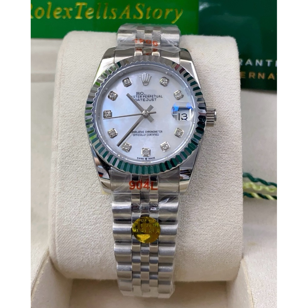 นาฬิกาDatejust31mm ระบบออโต้ หน้าปัดขาวมุกสายJubileeงานCC