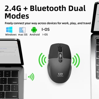 GOOJODOQ Triple Connectivity Mouse 2.4GHz & Dual Bluetooth Silent Ergonomic Design with LED Display and DPI Adjustment