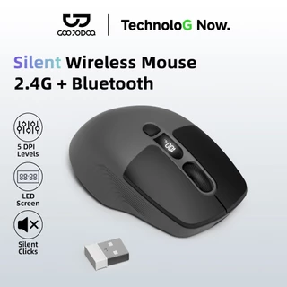GOOJODOQ Triple Connectivity Mouse 2.4GHz & Dual Bluetooth Silent Ergonomic Design with LED Display and DPI Adjustment
