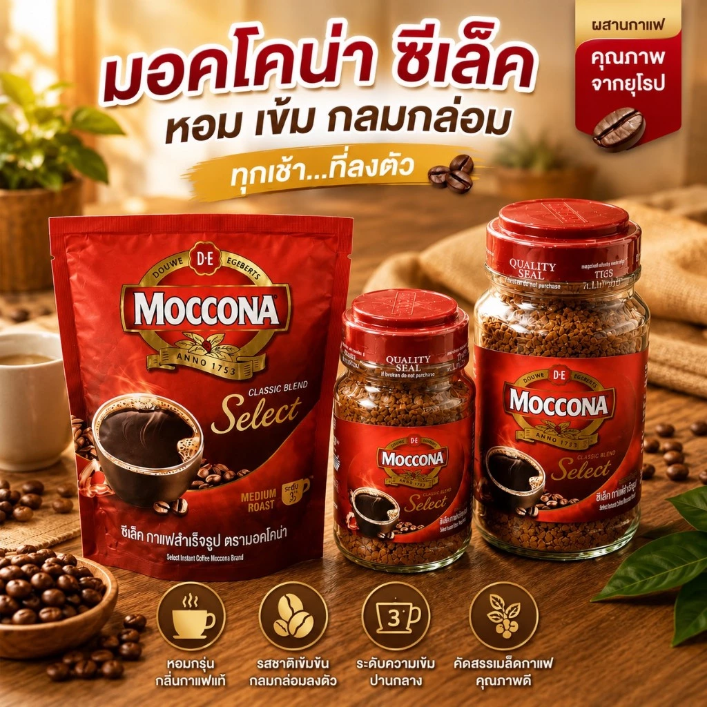 กาแฟ มอคโคน่าซีเล็ค แดง ขวด-ซอง 45-190 กรัม