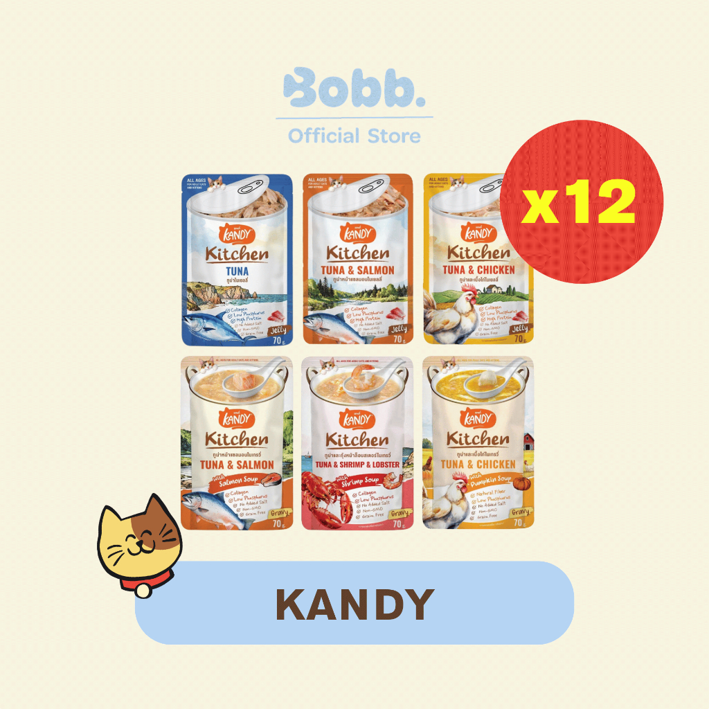 อาหารเปียกแมว Kandy 12ซอง สูตรเจลลี่และเกรวี่