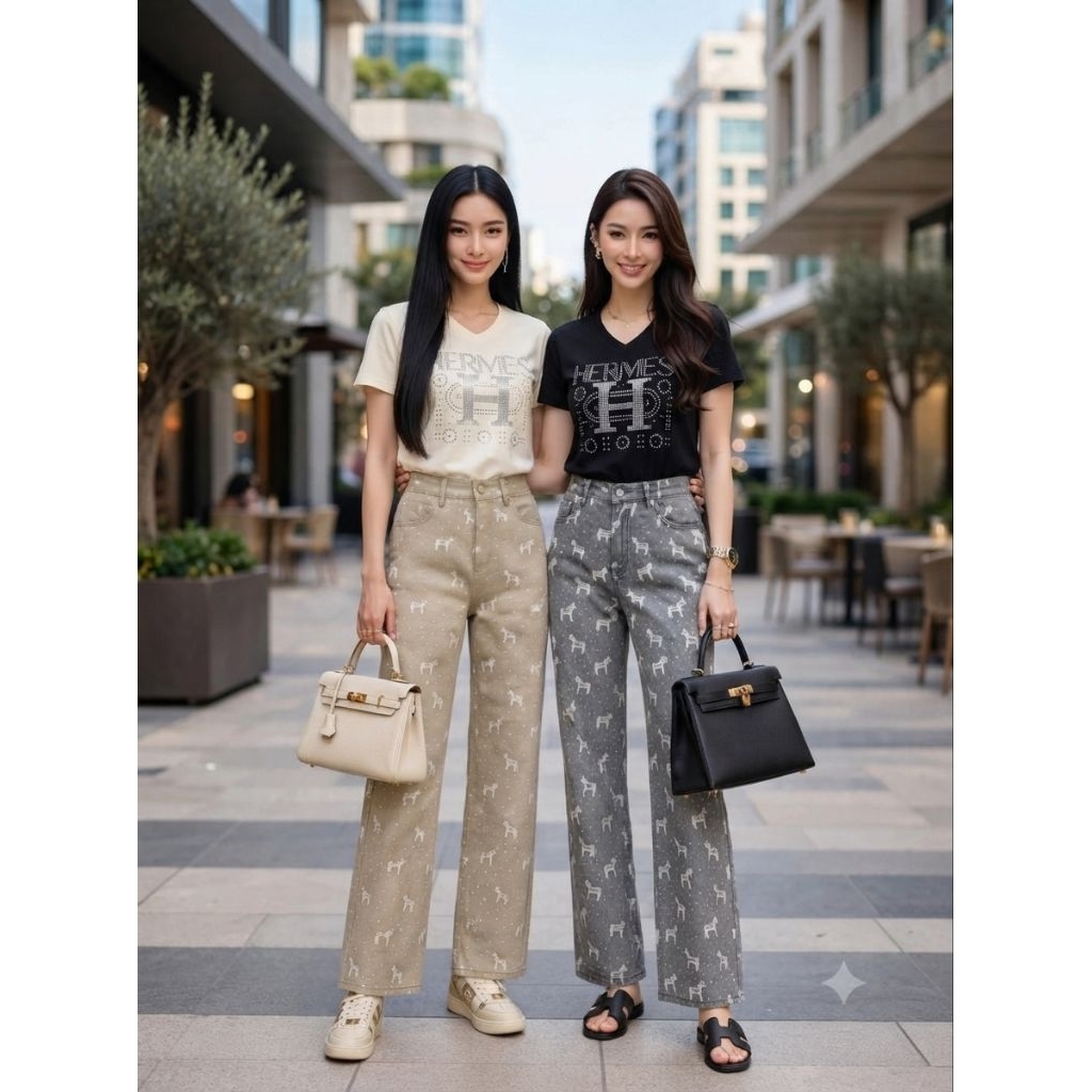A91นต.​ A32เทา༘⋆กางเกงยีนส์​ ทอลายม้า​ สีสวยมาก​ ทรงสวย​ ผ้ายีนส์สไตล์ร้าน​ ผ้าไม่ยืด​ เชียร์༘⋆