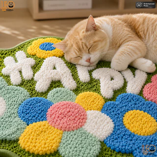 LEO PANDA พรมเช็ดเท้า เกรด Super Premium แบบหนานุ่มพิเศษ Polyester ขนาด 45 x 70 CM สไตล์มินิมอล ลาย ดอกไม้พรีเมี่ยม
