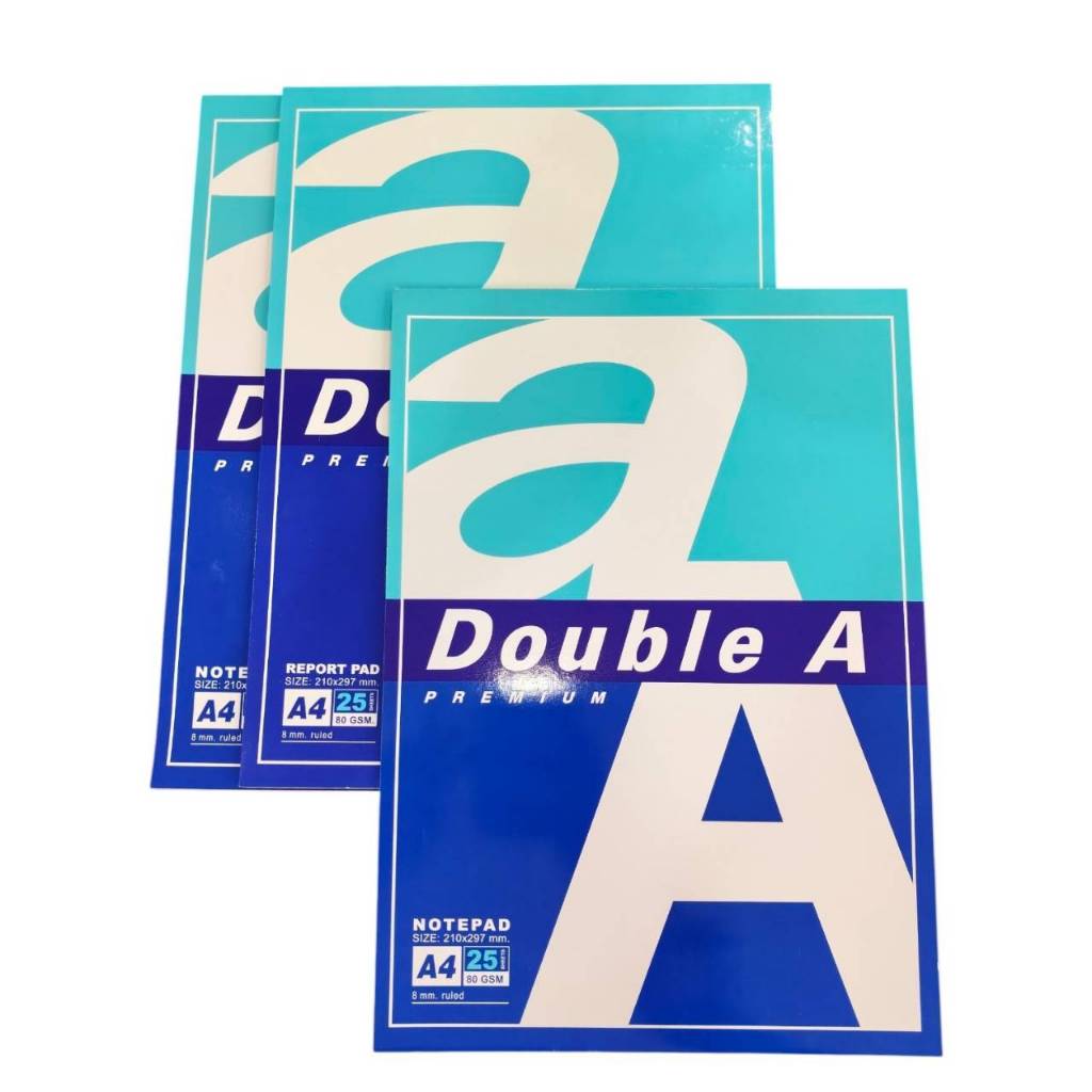 DOUBLE A สมุดรายงาน A4 80แกรม (25แผ่น) เส้น 2 หน้า