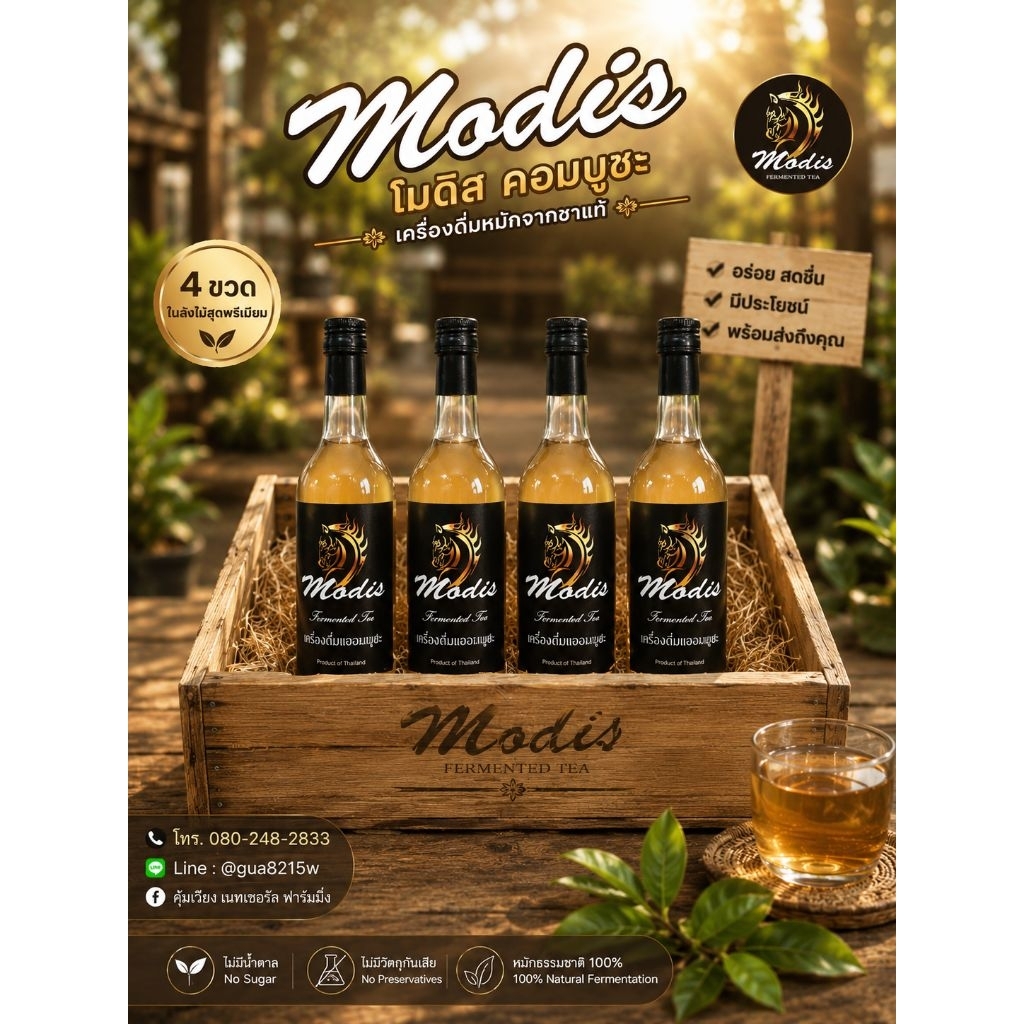 Modis Kombucha(4ขวด)  โมดิส คอมบูชะ ชุด 4 ขวด สุดคุ้ม
