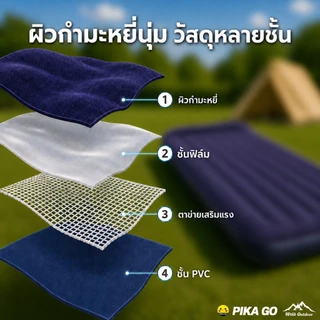 ที่นอนเป่าลม ที่นอนลม เตียงลม ทีนอนปิคนิค ที่นอนแคมปิ้ง มีที่รองหัว แถม สูบไฟฟ้า