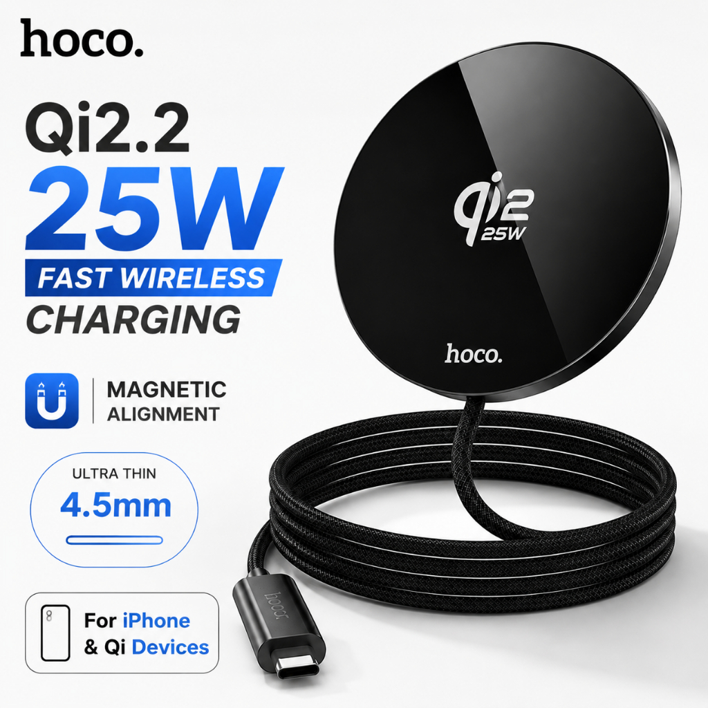 HOCO CW63 Pro Qi2.2 25W Wireless Charger แท่นชาร์จไร้สายแม่เหล็ก Ultra Thin 4.5mm สำหรับ iPhone และ 