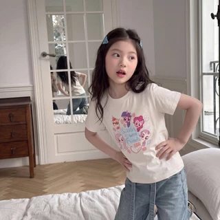 ตุ๊กตายูนิคอร์น เสื้อยืดแขนสั้นเด็ก เสื้อคอกลมแฟชั่นฤดูร้อน หลวมและลำลอง พิมพ์การ์ตูน