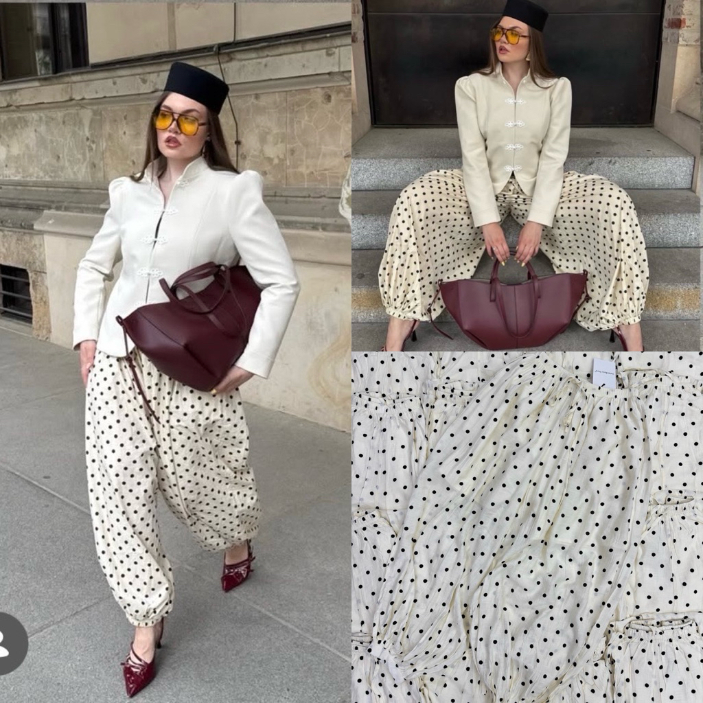 ส่งด่วน VALEN Polkadot Jinny กางเกงทรงจินนี่ลายดอท เนื้อผ้าไหมญี่ปุ่น สวยผู้ดีสไตล์ลูกคุณ