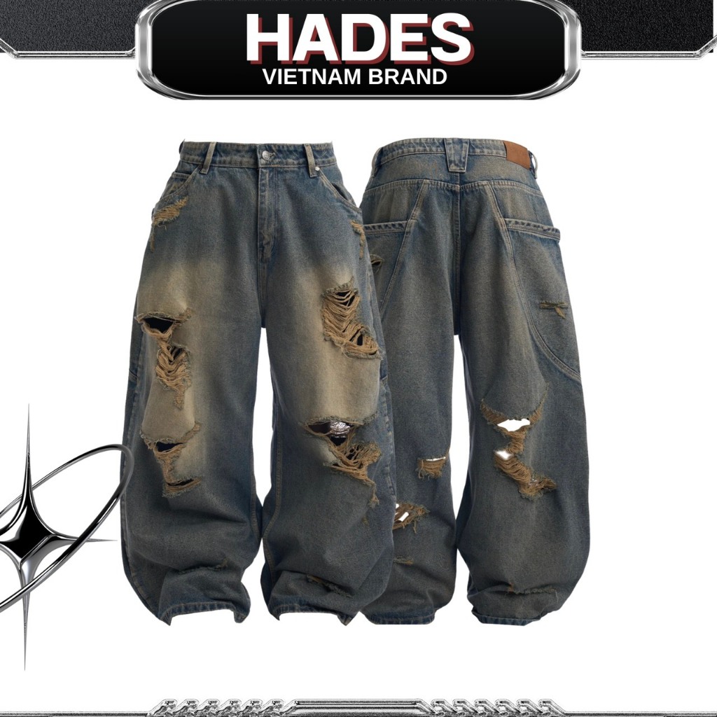 (พร้อมส่งทันที)🇻🇳Vietnam Brand | HADES GRUNGE RIOT DENIM PANTS (ของแท้100%)