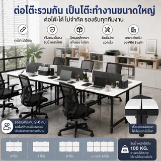 Homemark โต๊ะ 80/100/120 ซม. โต๊ะทำงานมินิมอล โต๊ะคอมพิวเตอร์ สีขาว ขาเหล็กแข็งแรง รับน้ำหนัก 100KG Top โต๊ะอาหาร