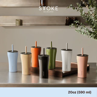 Sttoke Melbourne - Leakproof Straw Cup 20oz แก้วเก็บความเย็น พร้อมหลอด แก้วน้ำเคลือบเซรามิก