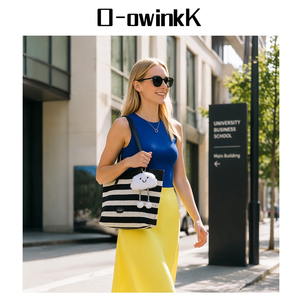 O-owinkK حقيبة كتف مقلّمة مثقبة كبيرة مع دمية — صورة 4
