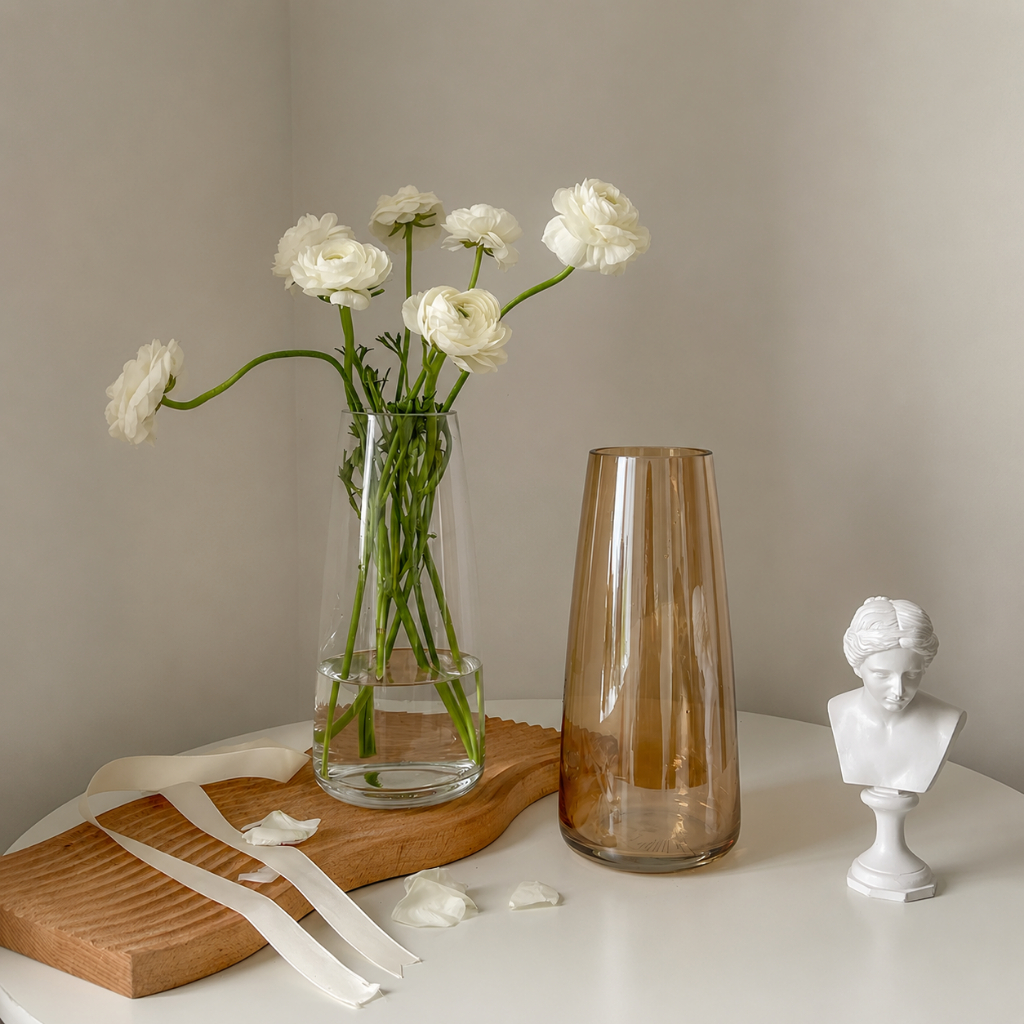 OurHome [พร้อมส่ง] แจกันแก้วสไตล์มินิมอล Minimalist glass vase ของแต่งบ้าน พร็อพถ่ายรูป ร้านกาแฟ ร้านอาหาร ของตกแต่งโรงแ