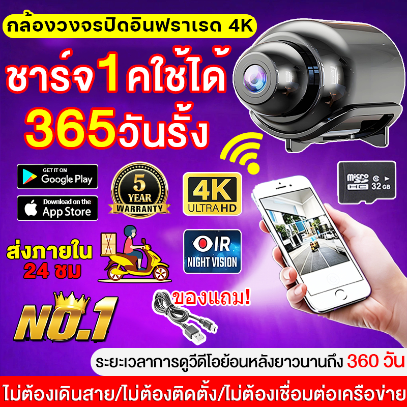 【ไม่มีอินเตอร์เน็ตก็ใช้ได้】 4k กล้องวงจร ไร้สาย กล้องแอบ wifi mini camera กล้องรูเข็ม ก้องวงจรปิด วงจรปิด กล้อง 4k